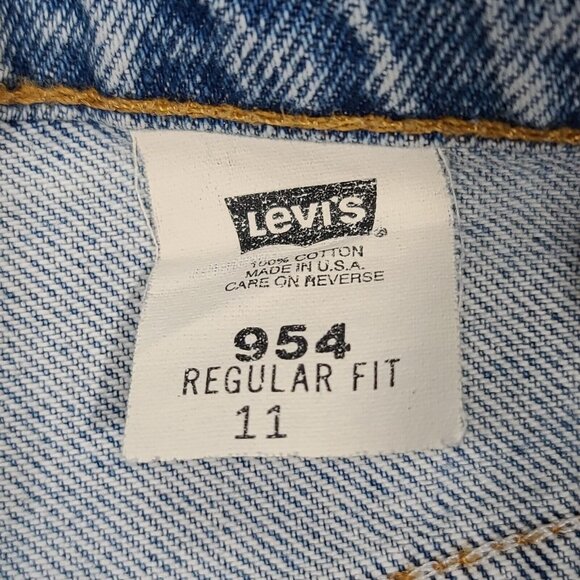 Vintage 1996 Orange Tab Levis 954 Regular Fit High Waist Denim Shorts Juniors 11 - Picture 3 of 8